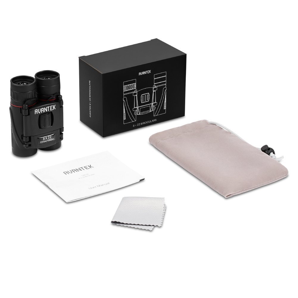 AVANTEK HD Folding Compact Binoculars 8X22, Mini Pocket Telescopes for Travel and Sports Games, High Power Portable Waterproof with Multi-Coated Optics