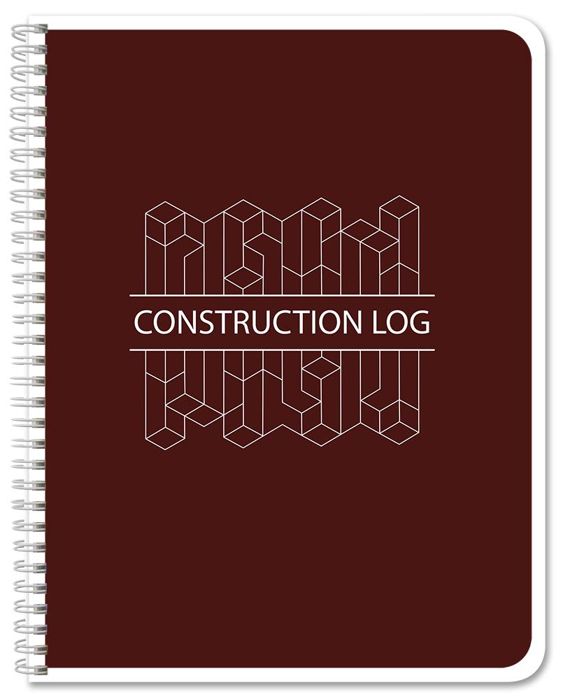 BookFactory Construction Daily Activity Log Book/Construction LogBook (100 Pages - 8.5" x 11") Burgundy Cover with Blocks, Wire-O (LOG-100-7CW-PP(ConstructionBlocks))