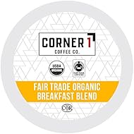 Corner One Coffee, 100 Ct. Single-Serve K-Cup, Fair Trade Organic Breakfast Blend, Keurig 2.0 Compatible