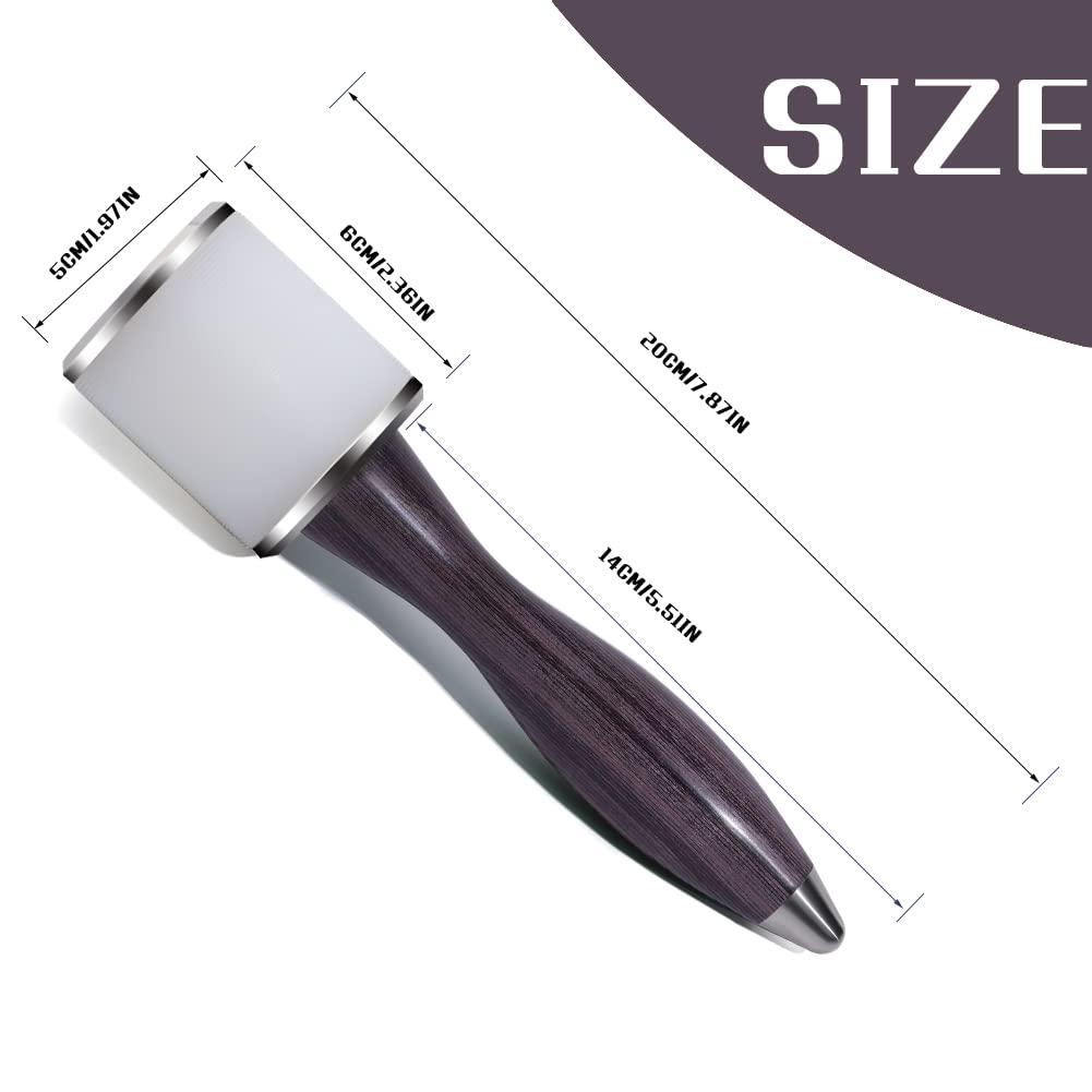 DIUDUS Leather Hammer Craft Leather Carving Nylon Hammer Leather Mallet Stamping Tool Leather Maul Comfortable Wooden Handle DIY Leather Work Hammer for Handmade Project (Purple/Water-Rippled)