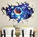 LiveGallery Removable PVC 3D Outer Space Planet Moon Earth Stars Wall Decals Home Art Decor Wall Decal for Kids Babys Children Bedroom Rooms Ceiling Living Room Nursery School