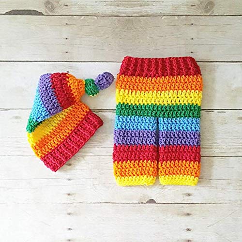 Amazon Com Crochet Rainbow Baby Hat Beanie Top Knot Pants