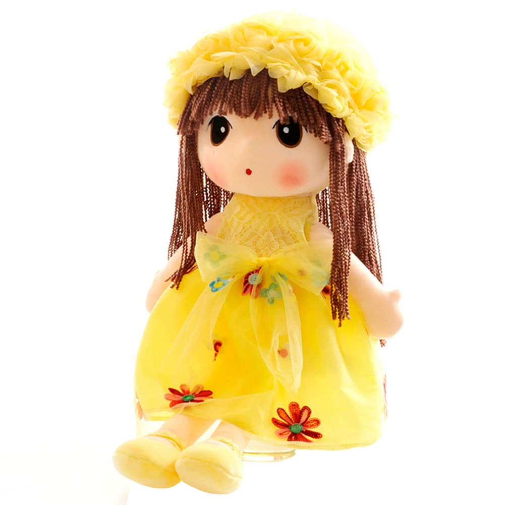 Uposao 45 cm Rag Doll with Clothes and Hair for Baby Girls Children from 0-5 Years Sleeping Partner Doll Gift for Christmas Cute Princess Cuddly Doll Birthday Gift, Yellow