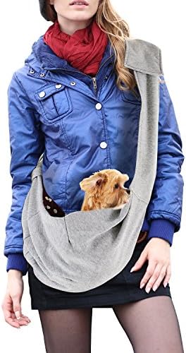 Hands-free,Adjustable Pet Sling Carrier, Reversible Double-Sided Pouch for Puppy, Cat Outdoor (Grey)