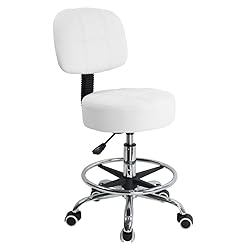 KKTONER Swivel Round Rolling Stool PU Leather with