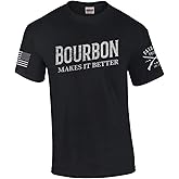 Patriot Pride Bourbon Makes It Better Mens Funny American Flag Sleeve Short Sleeve T-Shirt Graphic Tee