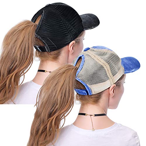 image for Rosoz High Ponytail Hole Baseball Hats Cap for Women,Messy Bun Hat Adj
