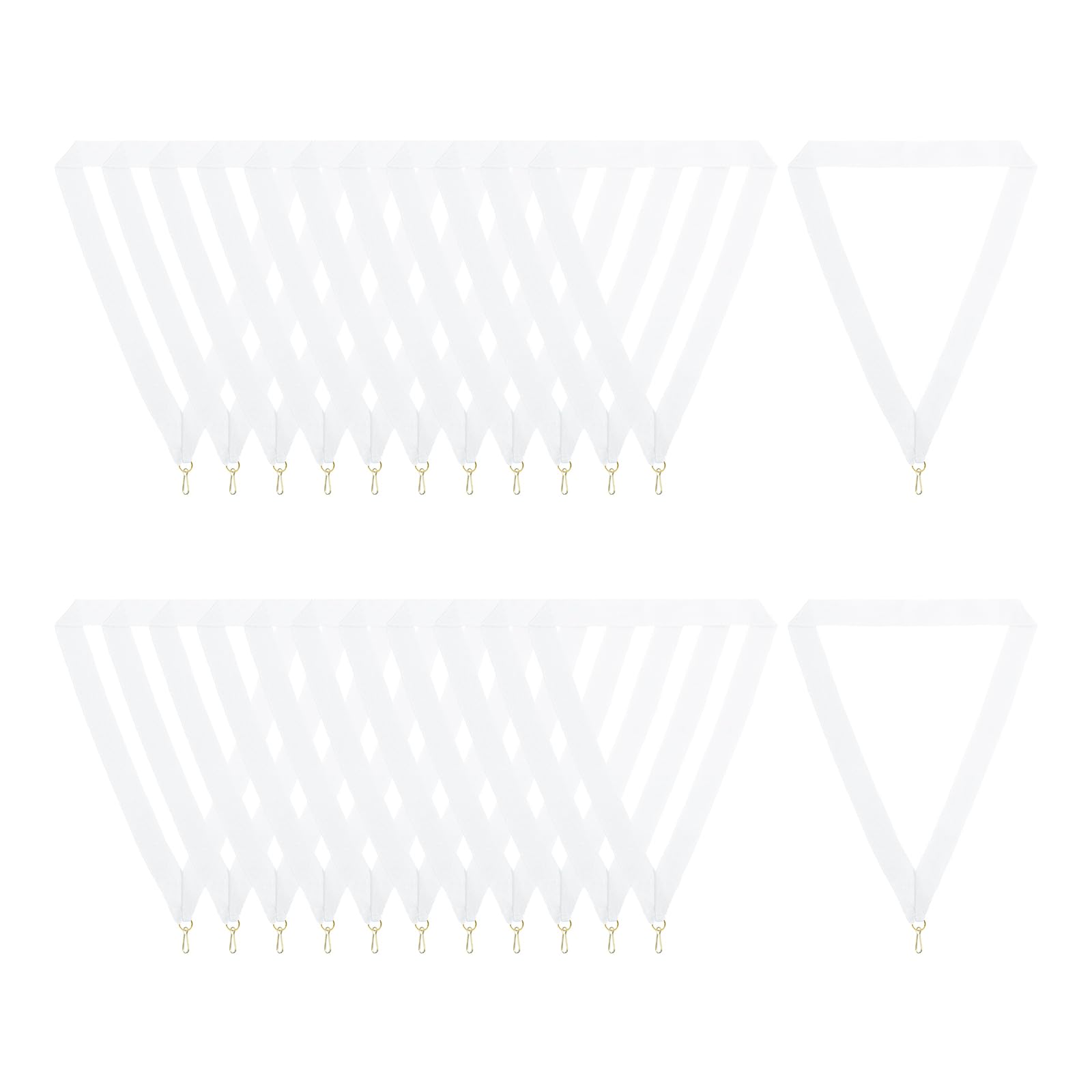 PATIKIL Award Neck Ribbons with Snap Clips, 24 Pcs Polyester Striped Medal Lanyards Ribbon for Competitions Sports Meetings Sports Party, White
