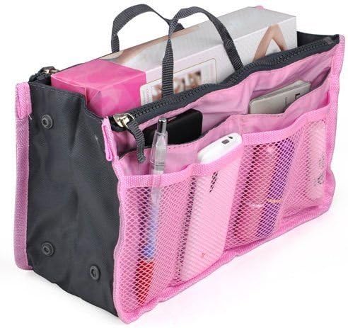 Space Saver Bags Women Travel Insert Handbag Liner Tidy Organiser Light Pink
