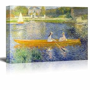 The Seine at Asnieres Aka The Skiff by Pierre Auguste Renoir - Canvas Print Wall Art Famous Oil Painting Reproduction - 12" x 18"