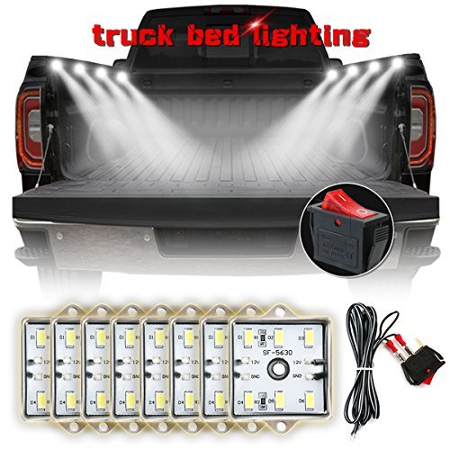 AMBOTHER 8Pcs Truck LED Bed Cargo Rail Lights Kit White Rear Tailgate Work Box Lighting Kit with 48 Super Bright LEDs Waterproof Universal for Dodge Chevrolet Ford Jeep Pickup RV SUV GMC and More
