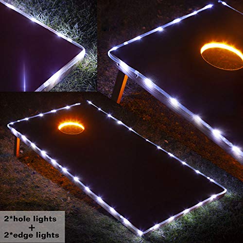 Blinngo Cornhole Ring Lights and Cornhole Edge Lights, LED Cornhole Lights fit for Standard Cornhole Boards and Cornhole Bags(Gold) (Best Light Board Games)