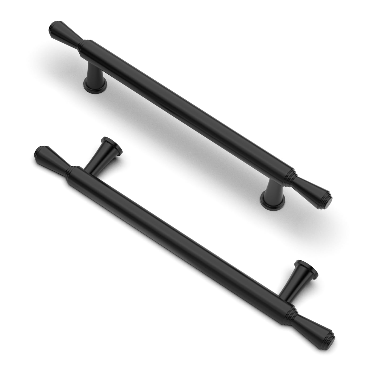 FURNIWARE Pack of 10 Cabinet Handles,128mm(5 Inch) Hole Center Cabinet Pull,Hardware Drawer Pulls,Solid Aluminum Kitchen Cabinet Door Handles Pull-Matt Black
