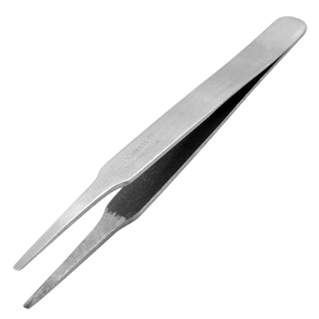 sourcingmap Hand Tool Silver Tone Metal Flat Tip Straight Tweezers for Crafting Repairing