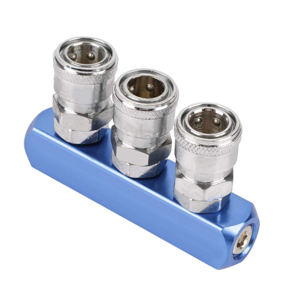 Hilitand 12mm Pneumatic Connector Quick Fitting Female Threads for Air Hose Connecting PT1/4 2/3/4/5 Way(3 voie)