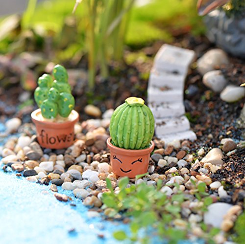 7pcs Assorted Miniature Bonsai Ornaments Fairy Garden Doll House Cactus and Flower Decor - Thumbnail 4