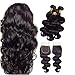 JINREN Brazilian Body Wave Virgin Hair Bundles with Closure Unprocessed 3 Bundles of Brazilian Virgin Human Hair Weave with Lace Closure 14