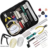 Guitar Repair Tool Kit (38 Pcs), Guitar Maintenance Kit, Strings Organizer+Picks+Capo+Hex Wrenches+Bridge Pins+Wire Plier+Peg Winder+Screwdriver for Ukulele Bass Mandolin Banjo