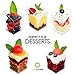 DLux 32 x 3 oz Mini Dessert Cups with Spoons, Square Slanted - Clear Plastic Parfait Appetizer Cup - Small Reusable Serving Bowl for Tasting Party Desserts Appetizers - With Recipe Ebook