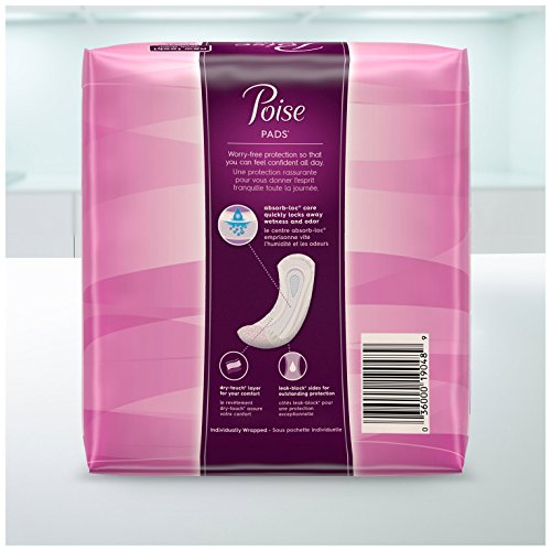 Poise Incontinence Ultra Thins, Long, Light Absorbency, 24 Count (Pack of 6)