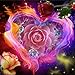 5D Diamond Painting, Staron Full Drill DIY 5D Diamond Rhinestone Crystal Painting Cross Stitch Kit Wall Art Decor Diamond Embroidery Painting by Number Kits Home Decor, Flower Heart (Rose Hearts)