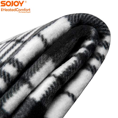 Sojoy 12V Heated Smart Multifunctional Travel Electric Blanket for Car, Truck, Boats or RV with High/Low Temp Control (60"x 40") (Checkered Black & White)