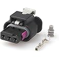Multi-purpose 2 Sets 3 Pin Tyco AMP Electronic Automobile Waterproof Connector 1718653-1 4F0973703 Fit for Reversing Audi VW LEAR 1-1718644-2 (Color : Black, Package : 2 Set of Female)