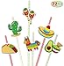 JOYIN 24 PCs Fiesta Paper Striped Straws for Cinco De Mayo Taco Party Decoration, Luau Event Photo Props, Fun Mexican Coco Theme Supplies for Carnival Festival, Birthdays and Party Favors