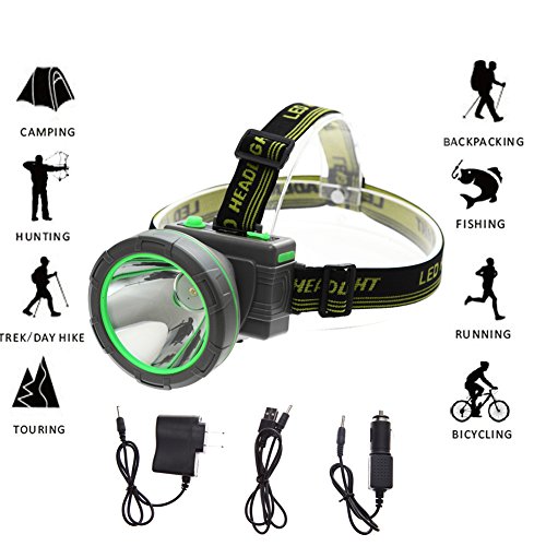 UPC 703546543924, LED Headlamp, LED Flashlight Rechargeable Headlight 2600 feet lighting distance for Mining Camping Hunting Fishing (Green)