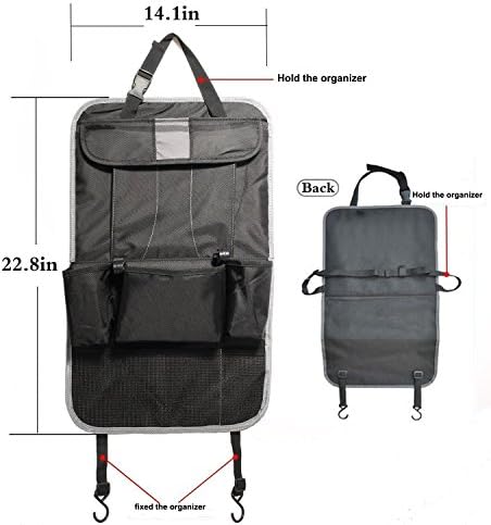 Luxury iPad or Tablet Holder- Car Seat Back Organizer,Multi-Pocket Storage Bag ,For Baby Travel or Toy Storage, Baby or kids Car Seat Protector (22.8"x14.1")