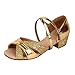 staychicfashion Girls Soft-Soled Glittering Latin Ballroom Dance Shoes with Leather Strap