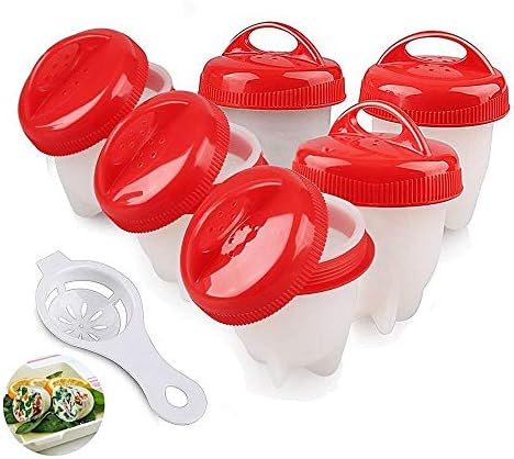 Egg Cooker, Hard Boiled Eggs,Hard & Soft Maker, No Shell, Poacher, Boiled (Red Egg Cooker)
