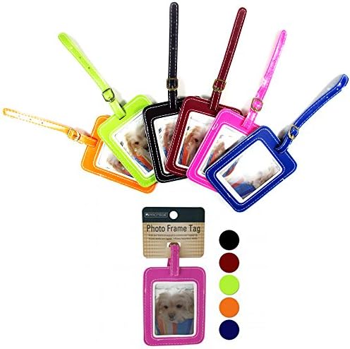 Set of 2 Luggage Tag Photo Frame Stitched Vinyl Suitcase ID Travel Packaging Bag