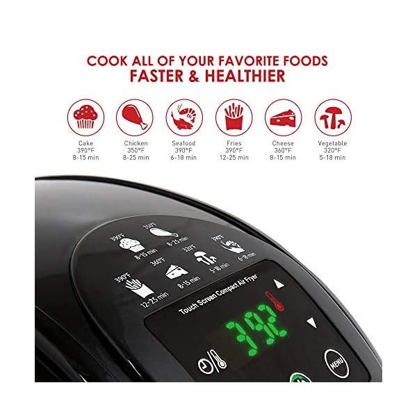 Elite Gourmet EAF1506D Electric Digital Hot Air Fryer, 1400W OilLess