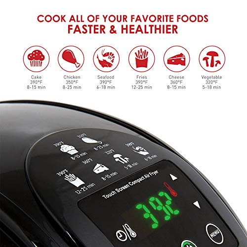 Elite Gourmet EAF1506D Electric Digital Hot Air Fryer, 1400W OilLess