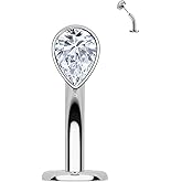 Cocharm Floating Teardrop G23 Solid Titanium Belly Button Rings 14G Short Bar Navel Rings Threadless Push in Belly Piercing Jewelry