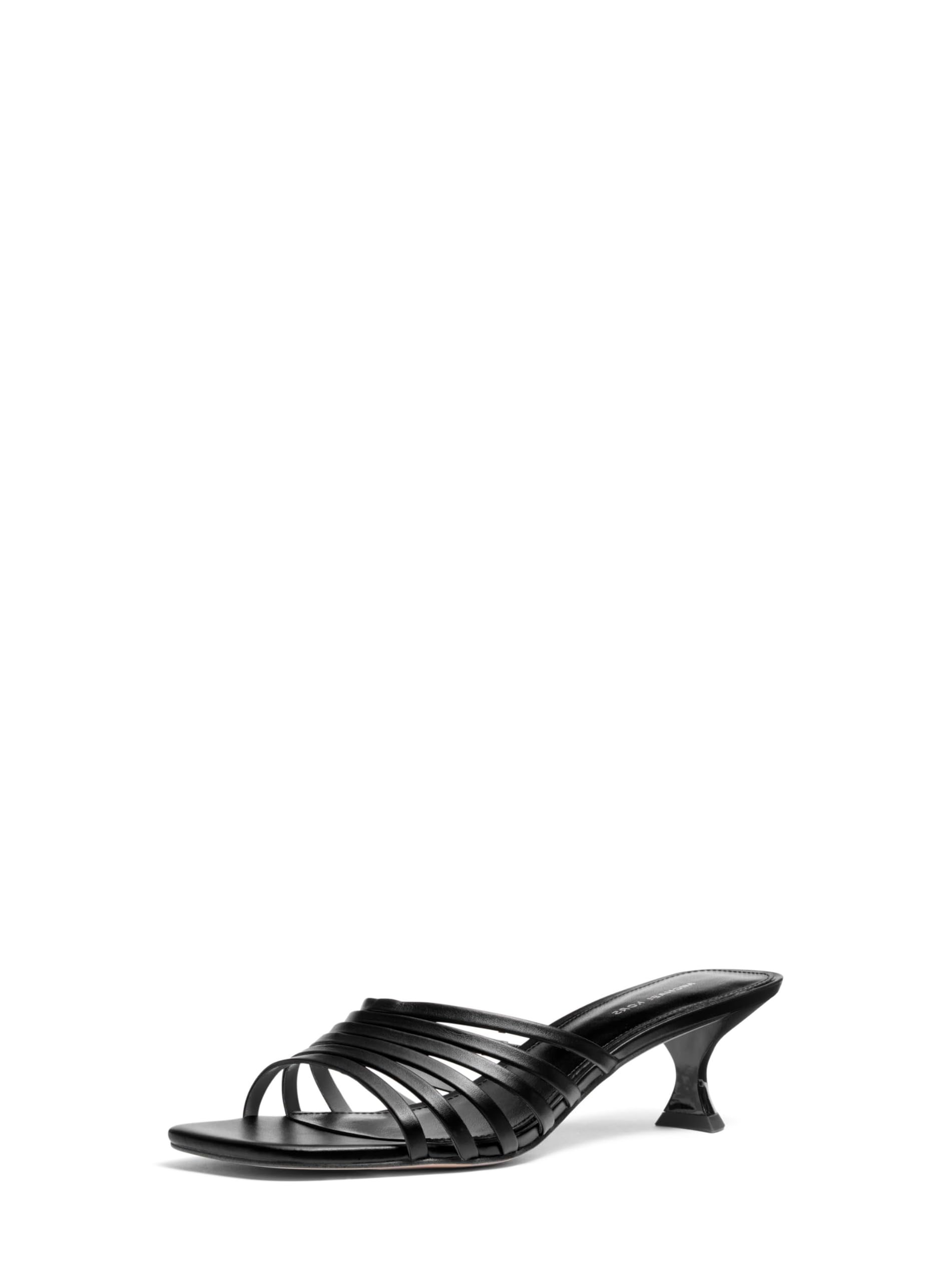Michael Kors Women’s Haisley Kitten Heel Sandal, Black, 11