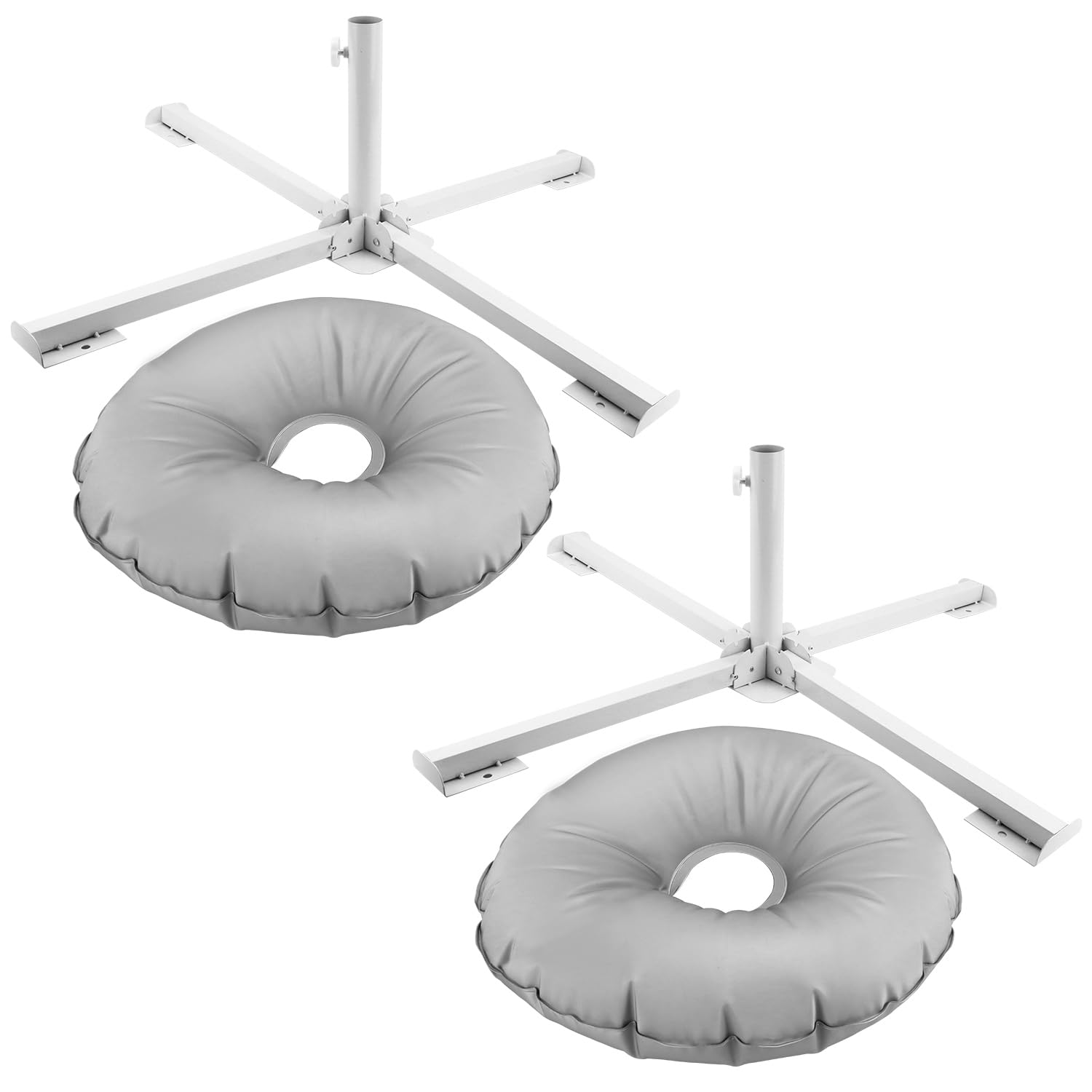 Photo 1 of QWORK Umbrella Base Holder, 2 Pack Heavy-Duty Beach Umbrella Stand with Foldable Legs & 2 Extra Weight Bag, for Umbrellas, Christmas Trees, Flags