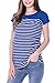 Smallshow Women's Maternity Nursing Tops Breastfeeding T-Shirt Large Blue