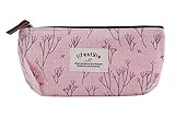 Leegoal(TM) Elegant Canvas Pastorable Floral Pen Pencil Pouch with Zipper Closure,Light Pink