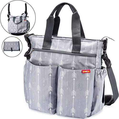 Diaper Bag for Baby By Zohzo - Diaper Tote Bag With Changing Pad, Insulated Pockets, Wipes Pocket, Waterproof Material, Stroller Straps, and Shoulder Strap