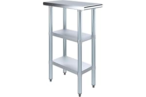 AMGOOD Stainless Steel Work Table with 2 Shelves | Metal Food Prep Station | Commercial & Residential NSF Utility Table