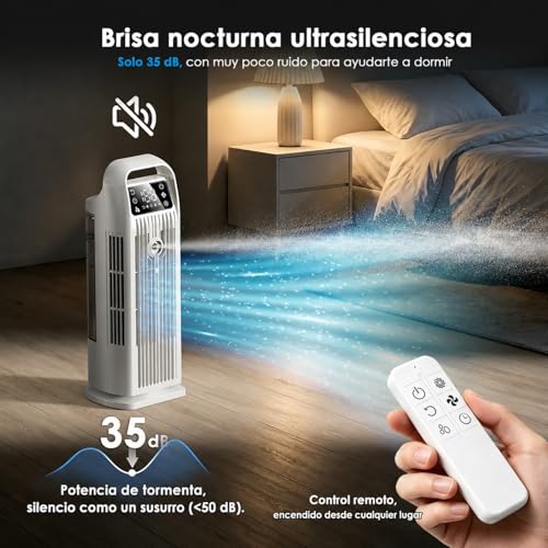 Portable Air Conditioner with Remote Control, 5 in 1 Water Fan, 1.2L Evaporative Climate Control, Storm Button 7 m/s, 120° Oscillation, 12 Hour Timer, Low Consumption (Polar White)