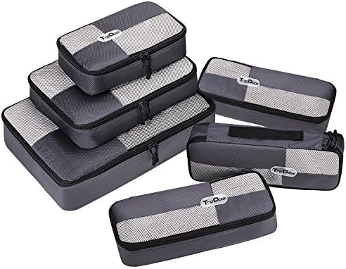 TripDock Various Packing Cubes 6 Set Lightweight Travel Luggage Organizers (3DarkGrey(1Large+1Medium+1Small+3Slim))
