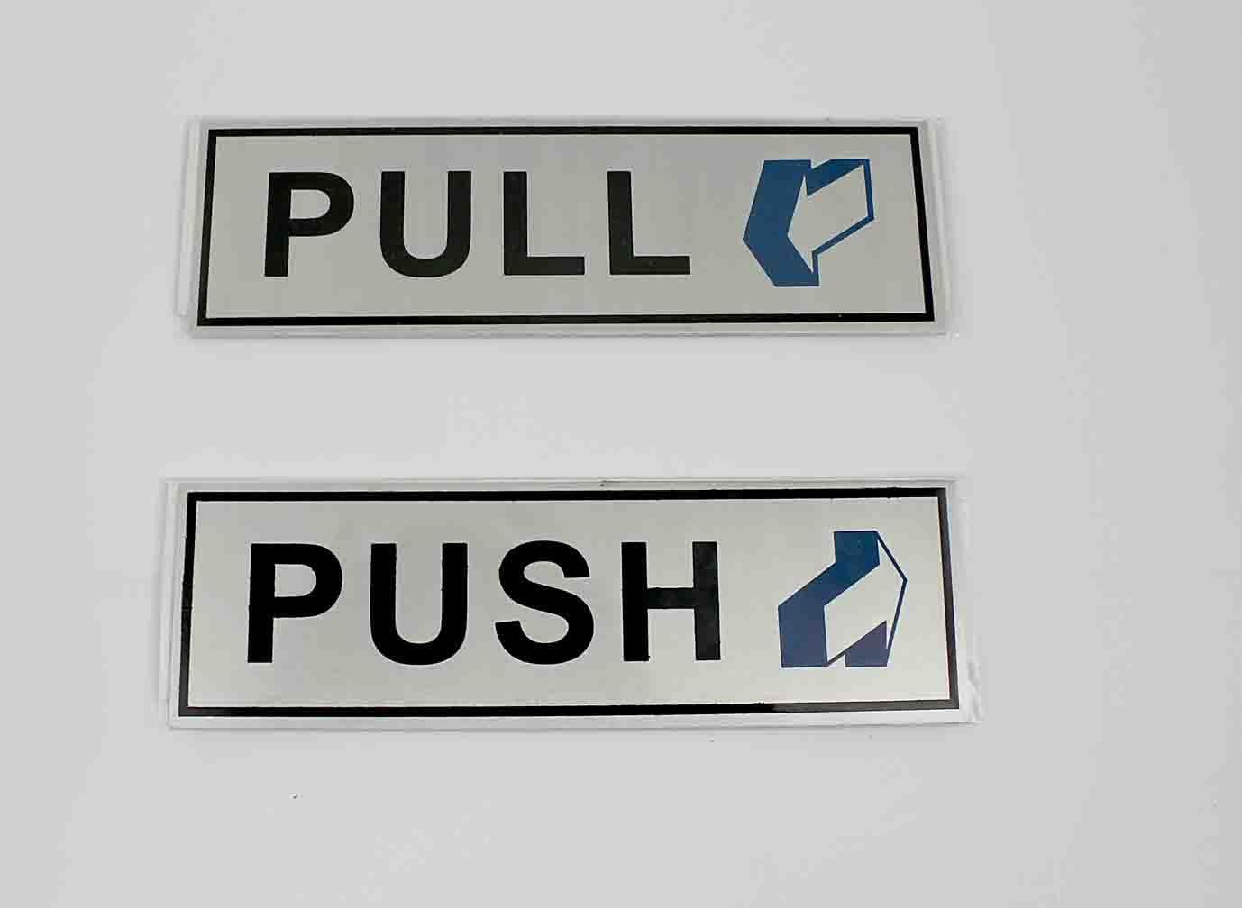 SystemsEleven Pair of Aluminium Door PUSH + PULL Self Adhesive Signs
