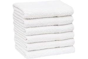 QUBA LINEN 100% Cotton Bath Towels-22x44inch - 6 Pack Shower Towels - Light Weight, Ultra Absorbent Towels for Bathroom, Spa, Travel, Saloon, Gym, Hotels and Motels. (White) (22x44)