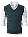 Ohoo Men's Cotton Blended Slim Fit Sweater Vest Knit V-Neck Sleeveless Pullover Sweater / DCV010-CHARCOAL-XL