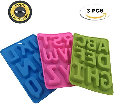 A to Z Letters Numbers Silicone Molds Food Grade Silicone DIY Alphabet Fondant Chocolate Cake Biscuit Bake Decorating 3 PCS/1SET by Outton