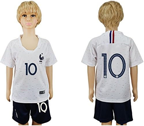 Puizozi 2018 Russia World Cup France National Team #10 Kids Away White Soccer Jersey -XXXS