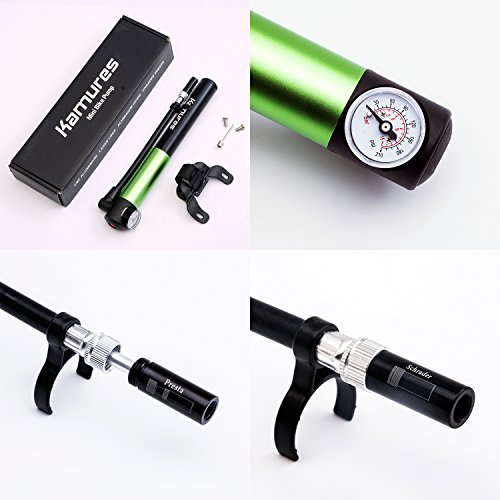 image for KAMURES Mini Bike Pump with Gauge, Release Button by, Universal Bicycl